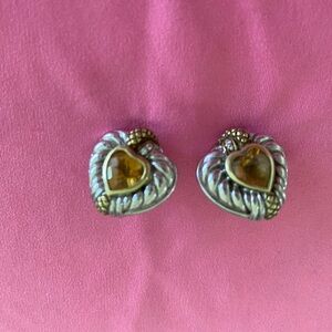 Judith Ripka Mixed Metal Heart Fashion Earrings